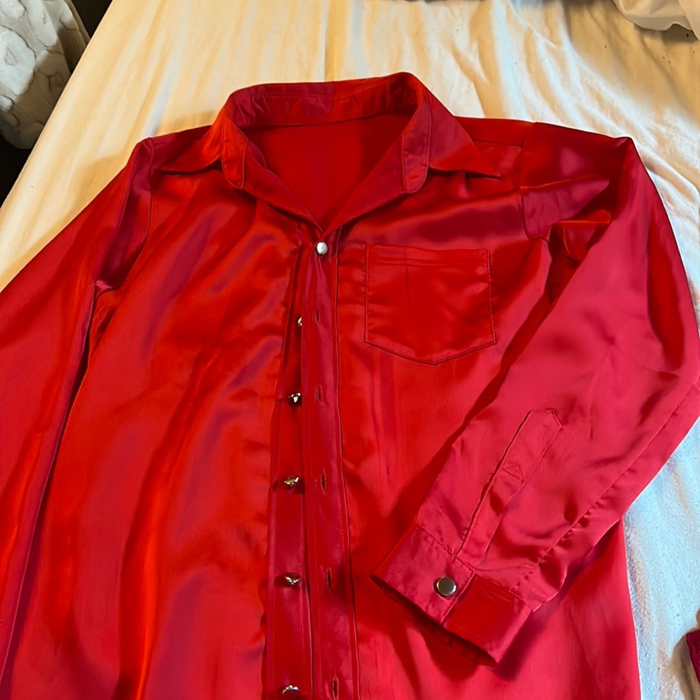 Red long sleeve button up